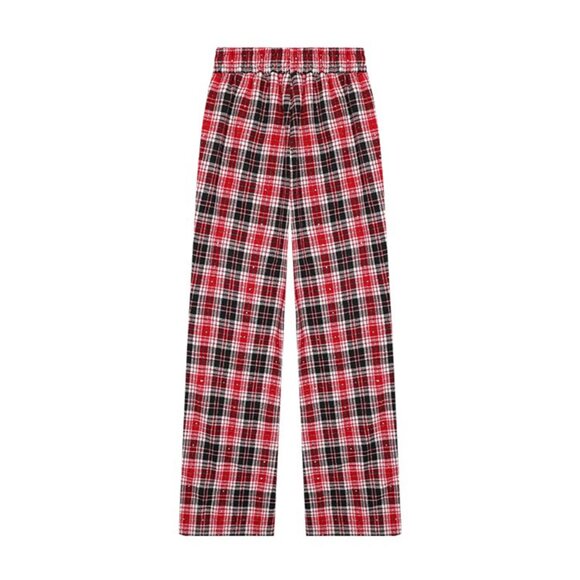 B.Sure Red And Black Plaid Casual Pants - Picture 2 of 4